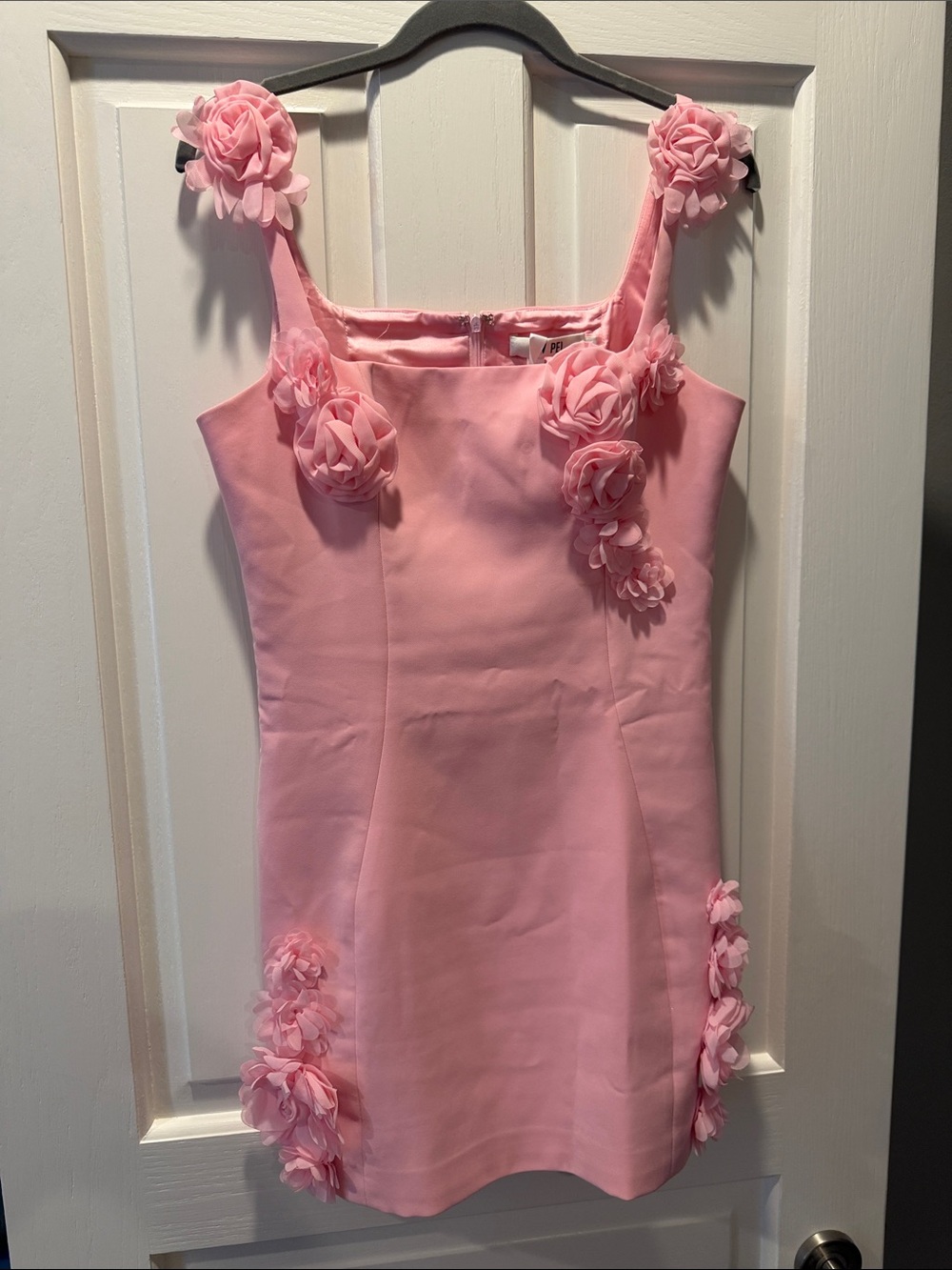 JW PEI Pink Floral Appliqué Mini Dress